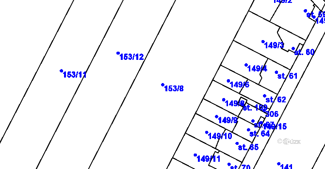 Parcela st. 153/8 v KÚ Milostovice, Katastrální mapa
