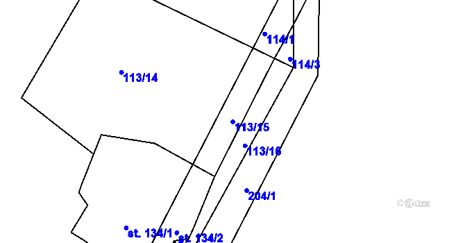 Parcela st. 113/15 v KÚ Milostovice, Katastrální mapa