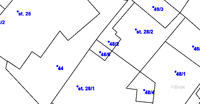 Parcela st. 48/6 v KÚ Milostovice, Katastrální mapa