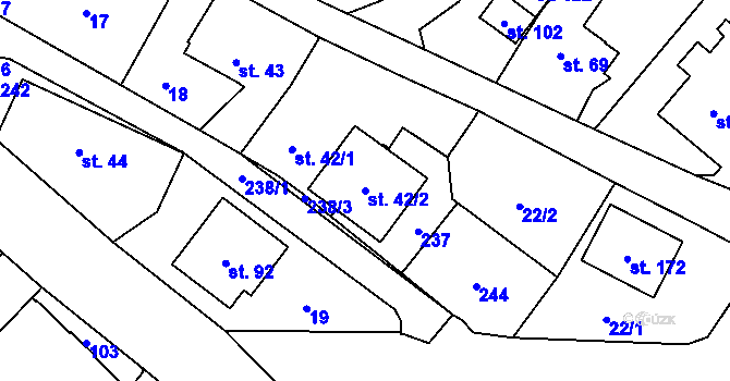 Parcela st. 42/2 v KÚ Milostovice, Katastrální mapa
