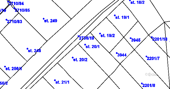 Parcela st. 20/1 v KÚ Milotice u Kyjova, Katastrální mapa