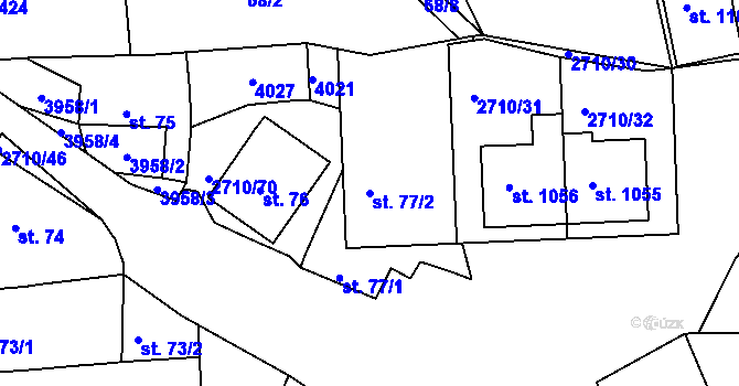 Parcela st. 77/2 v KÚ Milotice u Kyjova, Katastrální mapa