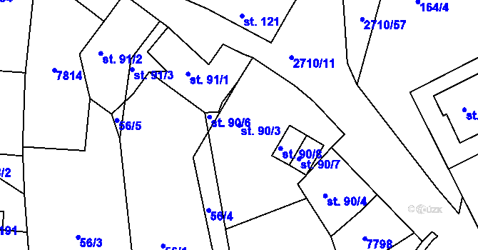 Parcela st. 90/3 v KÚ Milotice u Kyjova, Katastrální mapa