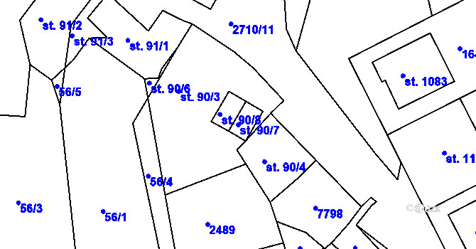 Parcela st. 90/7 v KÚ Milotice u Kyjova, Katastrální mapa