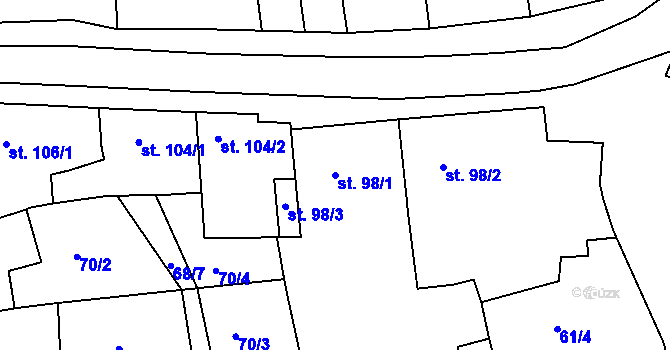 Parcela st. 98/1 v KÚ Milotice u Kyjova, Katastrální mapa