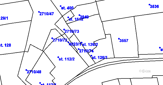 Parcela st. 126/2 v KÚ Milotice u Kyjova, Katastrální mapa