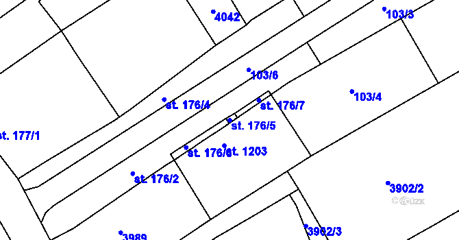 Parcela st. 176/5 v KÚ Milotice u Kyjova, Katastrální mapa
