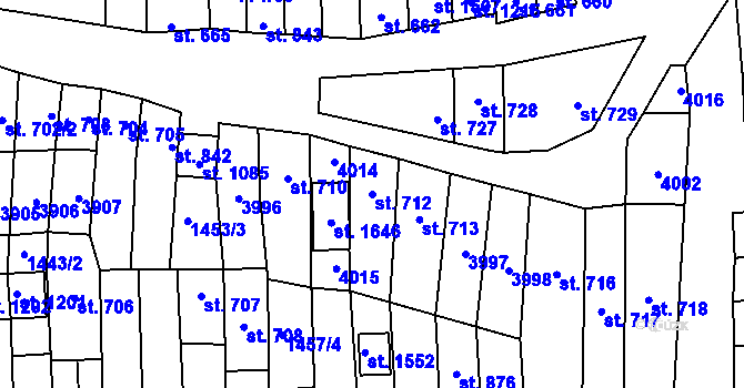 Parcela st. 712 v KÚ Milotice u Kyjova, Katastrální mapa