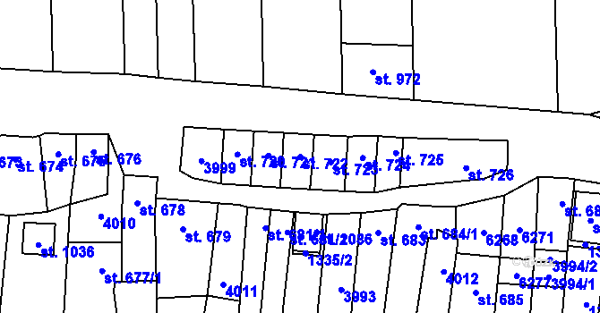 Parcela st. 722 v KÚ Milotice u Kyjova, Katastrální mapa