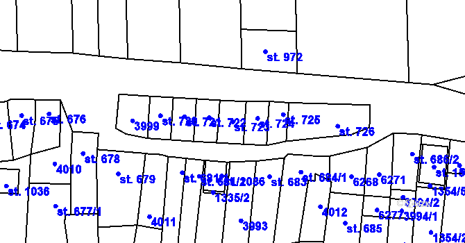 Parcela st. 723 v KÚ Milotice u Kyjova, Katastrální mapa