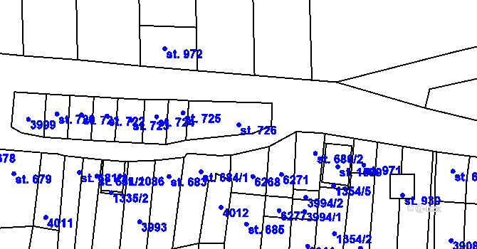 Parcela st. 726 v KÚ Milotice u Kyjova, Katastrální mapa
