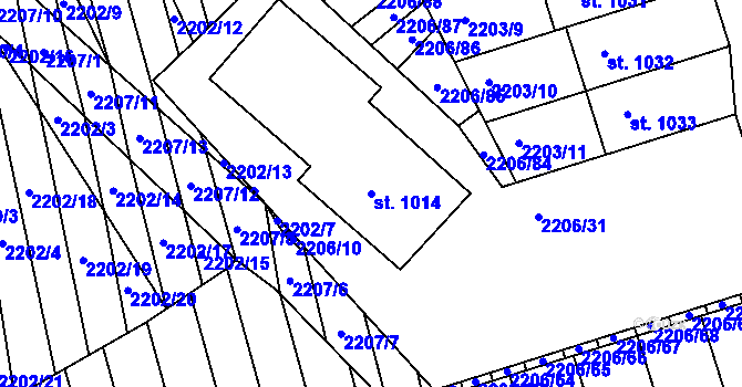 Parcela st. 1014 v KÚ Milotice u Kyjova, Katastrální mapa