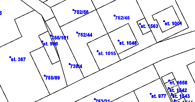 Parcela st. 1015 v KÚ Milotice u Kyjova, Katastrální mapa