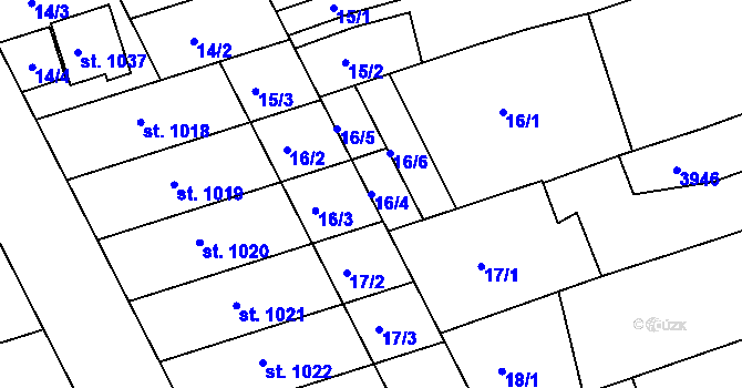 Parcela st. 16/4 v KÚ Milotice u Kyjova, Katastrální mapa