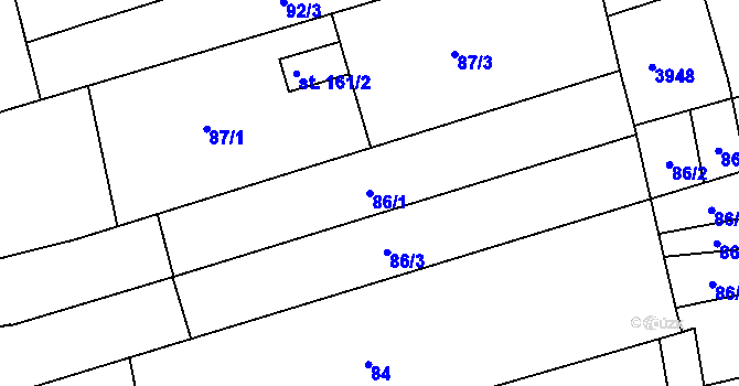 Parcela st. 86/1 v KÚ Milotice u Kyjova, Katastrální mapa