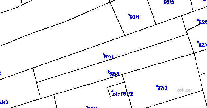 Parcela st. 92/1 v KÚ Milotice u Kyjova, Katastrální mapa
