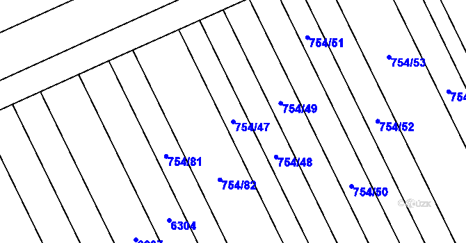 Parcela st. 754/47 v KÚ Milotice u Kyjova, Katastrální mapa