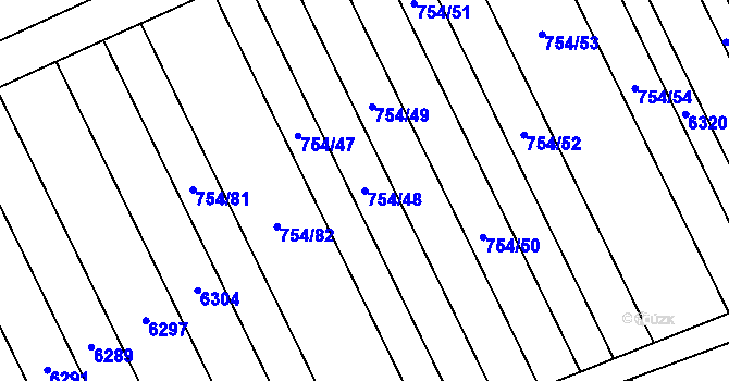 Parcela st. 754/48 v KÚ Milotice u Kyjova, Katastrální mapa