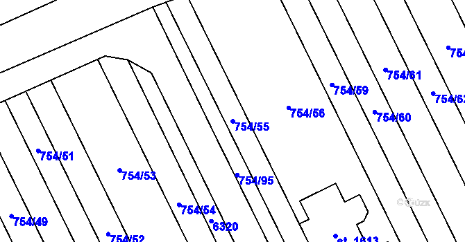 Parcela st. 754/55 v KÚ Milotice u Kyjova, Katastrální mapa