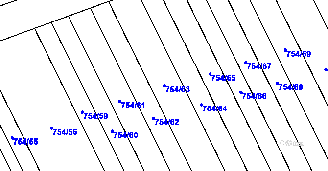 Parcela st. 754/63 v KÚ Milotice u Kyjova, Katastrální mapa