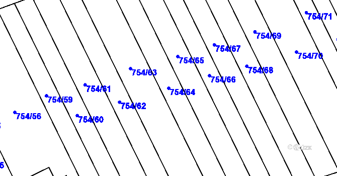 Parcela st. 754/64 v KÚ Milotice u Kyjova, Katastrální mapa