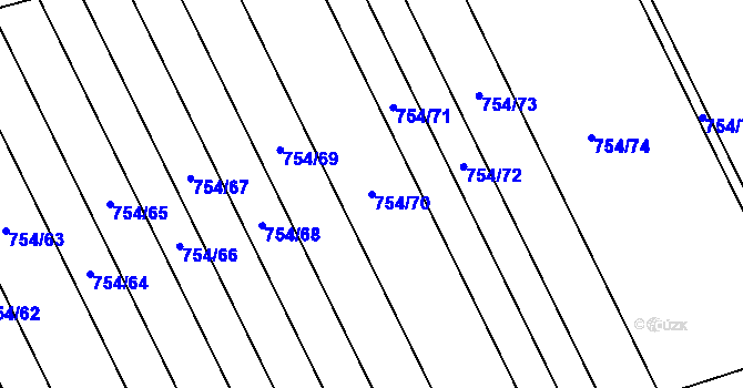 Parcela st. 754/70 v KÚ Milotice u Kyjova, Katastrální mapa