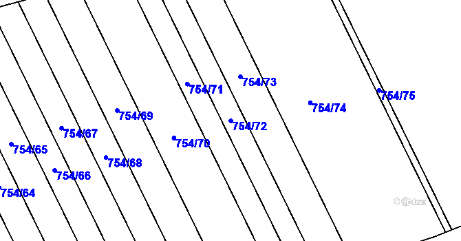 Parcela st. 754/72 v KÚ Milotice u Kyjova, Katastrální mapa
