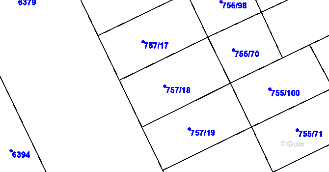 Parcela st. 757/18 v KÚ Milotice u Kyjova, Katastrální mapa