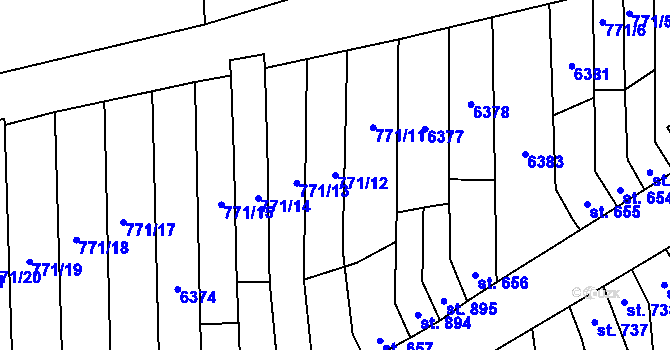 Parcela st. 771/12 v KÚ Milotice u Kyjova, Katastrální mapa