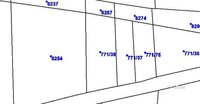 Parcela st. 771/38 v KÚ Milotice u Kyjova, Katastrální mapa