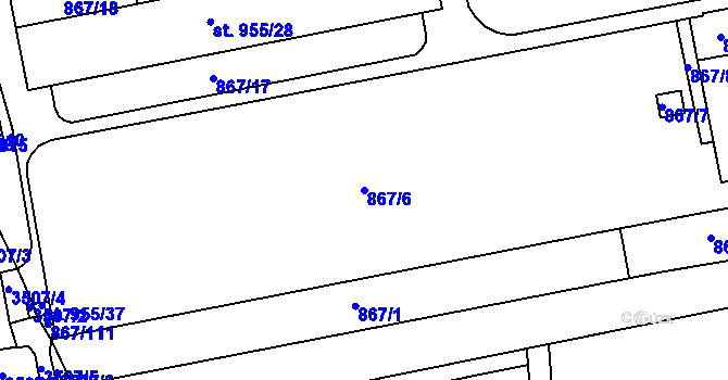 Parcela st. 867/6 v KÚ Milotice u Kyjova, Katastrální mapa