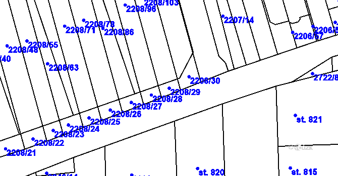 Parcela st. 2208/29 v KÚ Milotice u Kyjova, Katastrální mapa