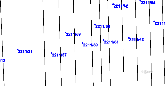 Parcela st. 2211/59 v KÚ Milotice u Kyjova, Katastrální mapa