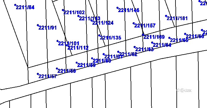 Parcela st. 2211/61 v KÚ Milotice u Kyjova, Katastrální mapa