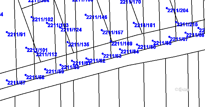 Parcela st. 2211/63 v KÚ Milotice u Kyjova, Katastrální mapa