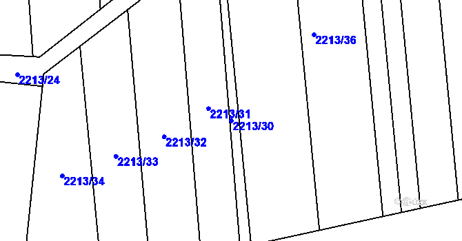 Parcela st. 2213/30 v KÚ Milotice u Kyjova, Katastrální mapa