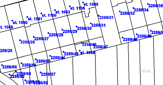 Parcela st. 2259/46 v KÚ Milotice u Kyjova, Katastrální mapa
