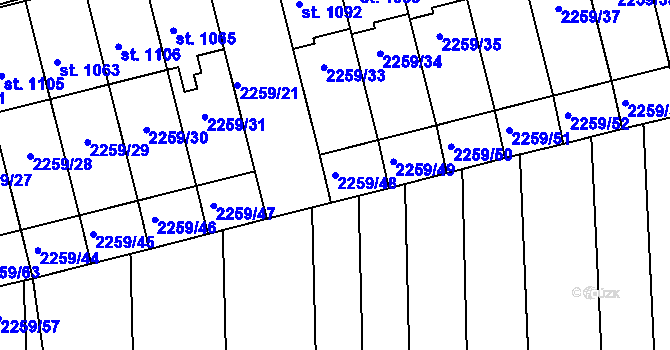 Parcela st. 2259/48 v KÚ Milotice u Kyjova, Katastrální mapa