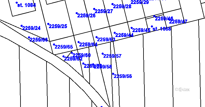 Parcela st. 2259/57 v KÚ Milotice u Kyjova, Katastrální mapa