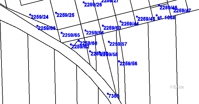 Parcela st. 2259/58 v KÚ Milotice u Kyjova, Katastrální mapa