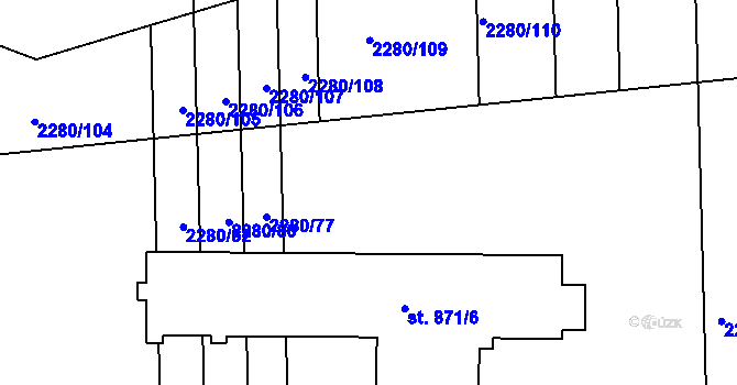 Parcela st. 2280/70 v KÚ Milotice u Kyjova, Katastrální mapa