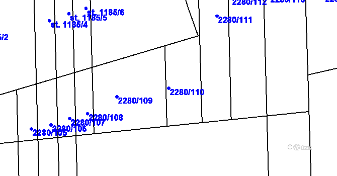 Parcela st. 2280/110 v KÚ Milotice u Kyjova, Katastrální mapa