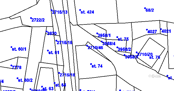 Parcela st. 2710/46 v KÚ Milotice u Kyjova, Katastrální mapa