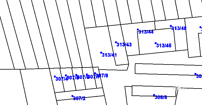 Parcela st. 313/41 v KÚ Milotice u Kyjova, Katastrální mapa