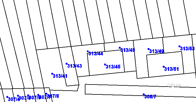 Parcela st. 313/46 v KÚ Milotice u Kyjova, Katastrální mapa