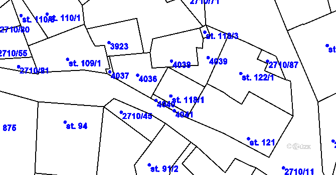 Parcela st. 118/2 v KÚ Milotice u Kyjova, Katastrální mapa