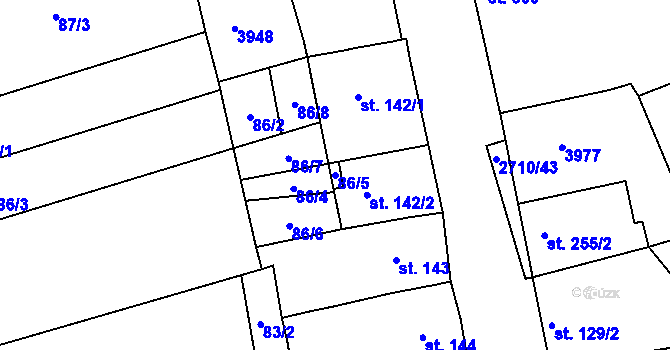 Parcela st. 86/5 v KÚ Milotice u Kyjova, Katastrální mapa