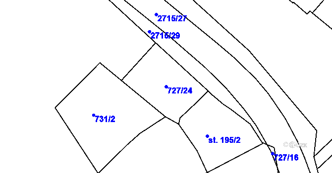 Parcela st. 727/24 v KÚ Milotice u Kyjova, Katastrální mapa