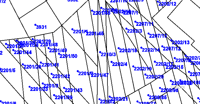 Parcela st. 2210/3 v KÚ Milotice u Kyjova, Katastrální mapa