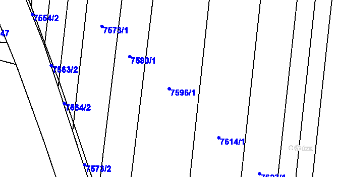 Parcela st. 7596/1 v KÚ Milotice u Kyjova, Katastrální mapa